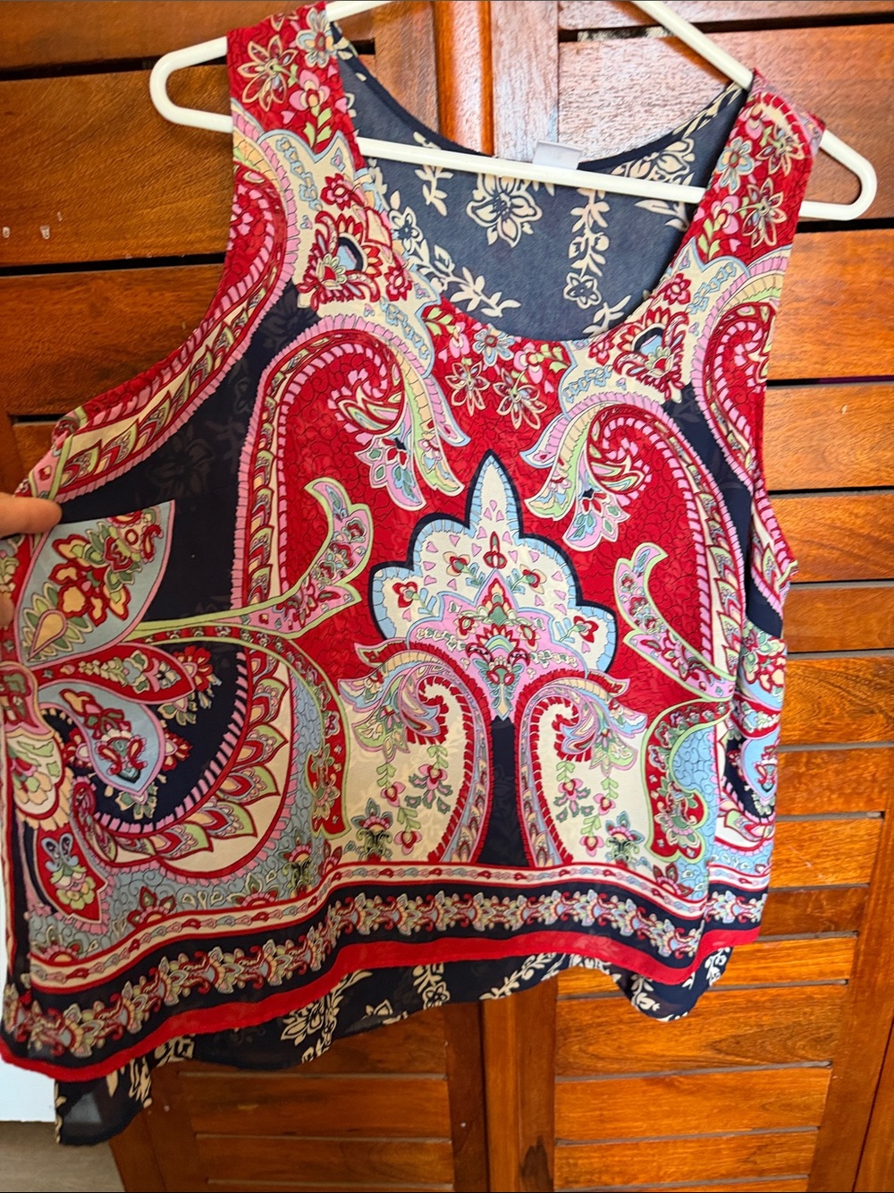 Women’s Red Paisley Sleeveless Top